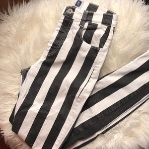 White and black striped jeans